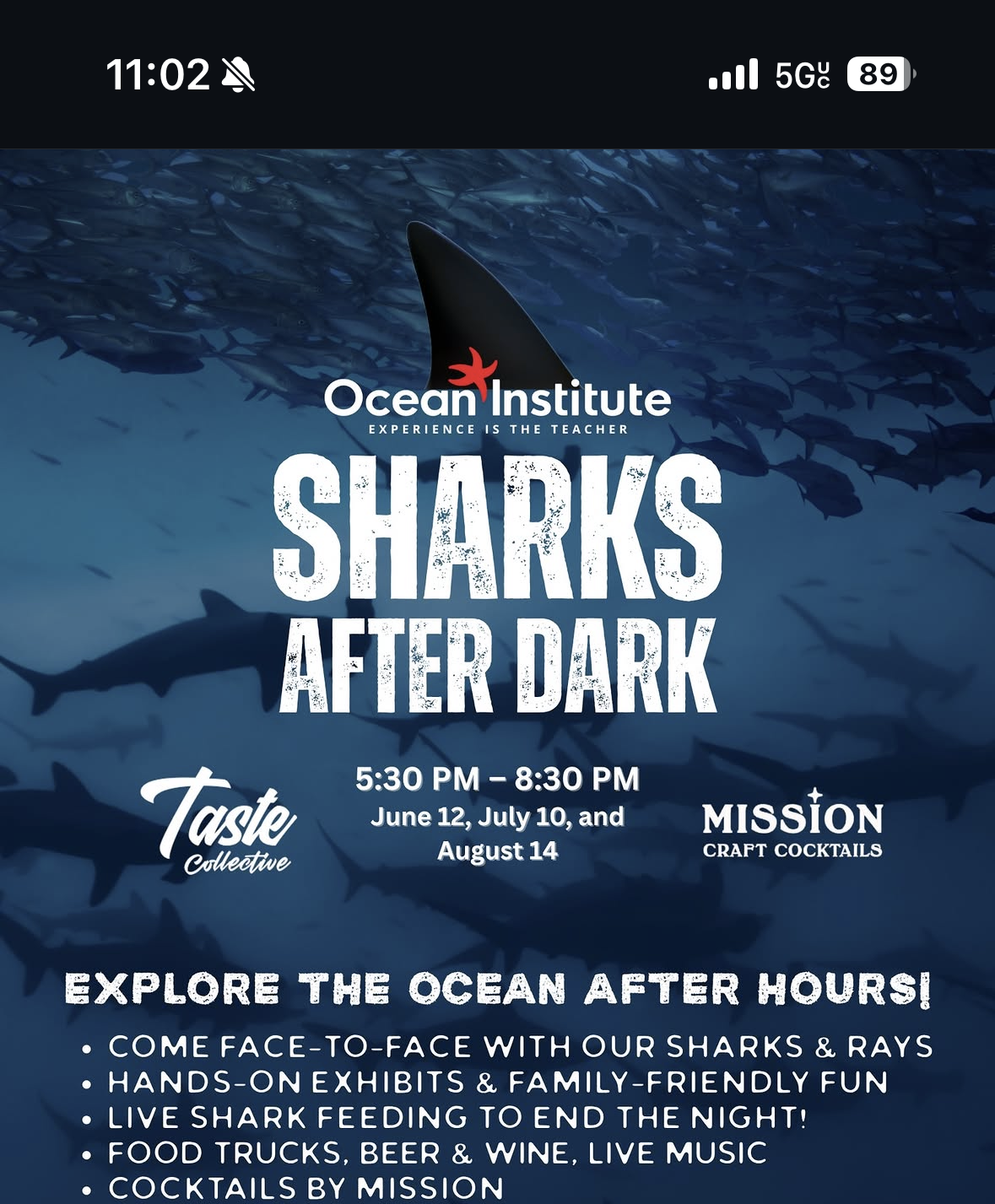 Sharks After Dark at Ocean Institute (July 10)