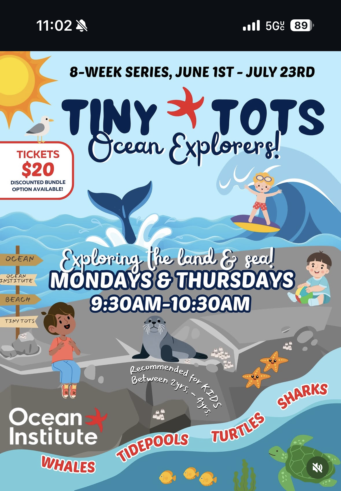 Tiny Tots Ocean Explorers at Ocean Institute